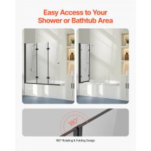 VEVOR Porta Doccia per Vasca Bagno Pieghevole Senza Telaio Nero 1295 x 1422 mm