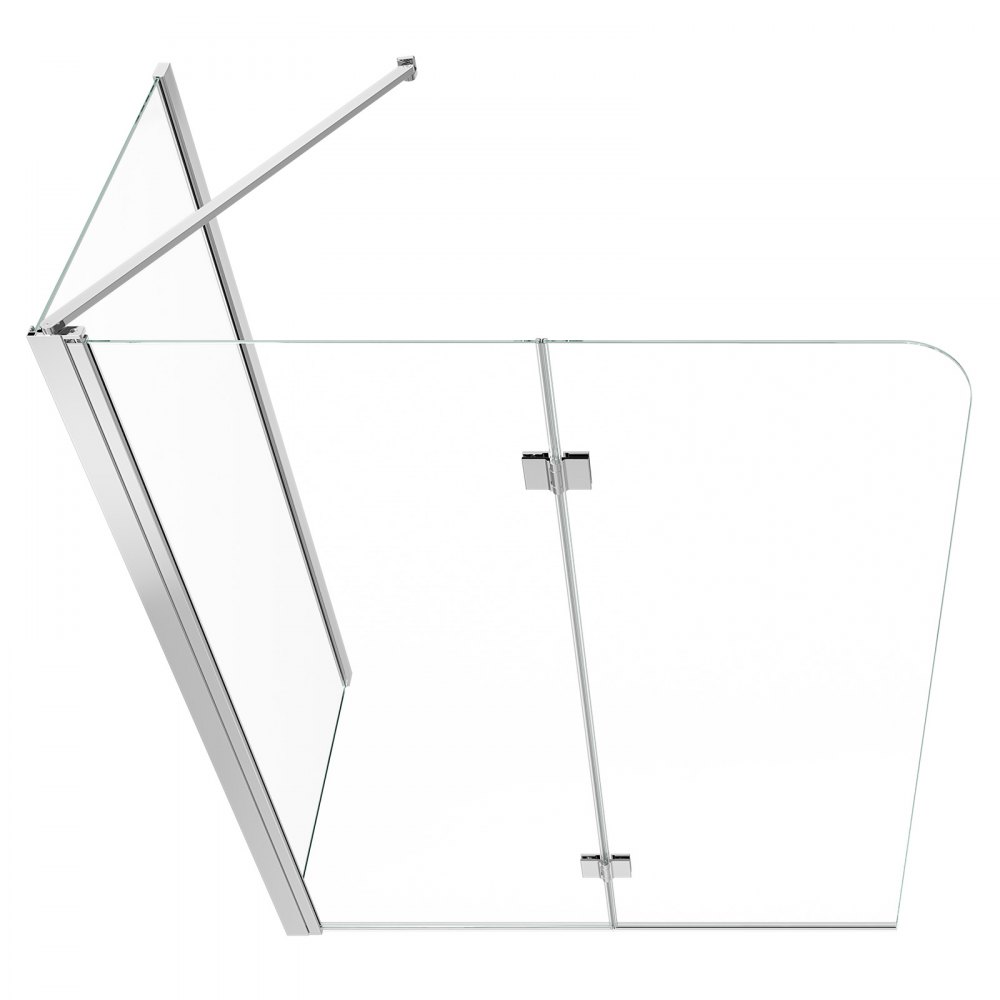 VEVOR Box Doccia per Vasca da Bagno 700/1200 x 1400 mm 2 Ante, Sopravasca Semi-senza Telaio in Vetro Temperato 6 mm, Colore Argento Pieghevole a 180°, con 1 Pannello Fisso e 2 Pieghevoli, per Bagni
