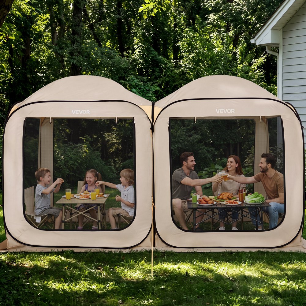 VEVOR Tenda da Campeggio Portatile da 3660 x 1825 x 2200 mm, Tenda Gazebo a Baldacchino con Borsa per il Trasporto, Lati in Rete, Picchetti da Terra, per Giardino, Patio e Attività all'Aperto