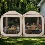 VEVOR Screen House Tent, 3660 x 1825 x 2200 mm, 2 in 1 Pop Up Screen Tent, Portable Screened in Canopy with Carry Bag, Netting Sides, Ground Stakes, for Garden, Patio, and Outdoor Activities, Beige