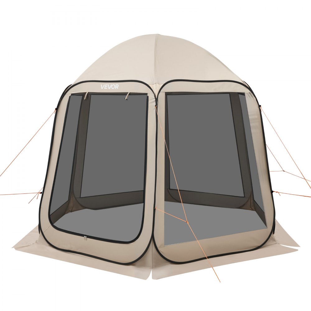 VEVOR Tenda da Campeggio Trasparente con Finestra 3030 x 2650 x 2300 mm Tenda Gazebo a Baldacchino per 4-8 Persone, con Borsa per il Trasporto, Lati in Rete, per Patio e Attività all'Aperto, Beige