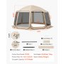 VEVOR Screen House Tent, 4500 x 4250 x 2450 mm, 12-15 Person Pop Up Screen Tent, Portable Screened in Canopy with Carry Bag, Netting Sides, Ground Stakes, for Garden, Patio, Outdoor Activities, Beige