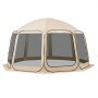 VEVOR Screen House Tent, 4500 x 4250 x 2450 mm, 12-15 Person Pop Up Screen Tent, Portable Screened in Canopy with Carry Bag, Netting Sides, Ground Stakes, for Garden, Patio, Outdoor Activities, Beige