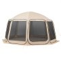 VEVOR Screen House Tent, 4500 x 4250 x 2450 mm, 12-15 Person Pop Up Screen Tent, Portable Screened in Canopy with Carry Bag, Netting Sides, Ground Stakes, for Garden, Patio, Outdoor Activities, Beige