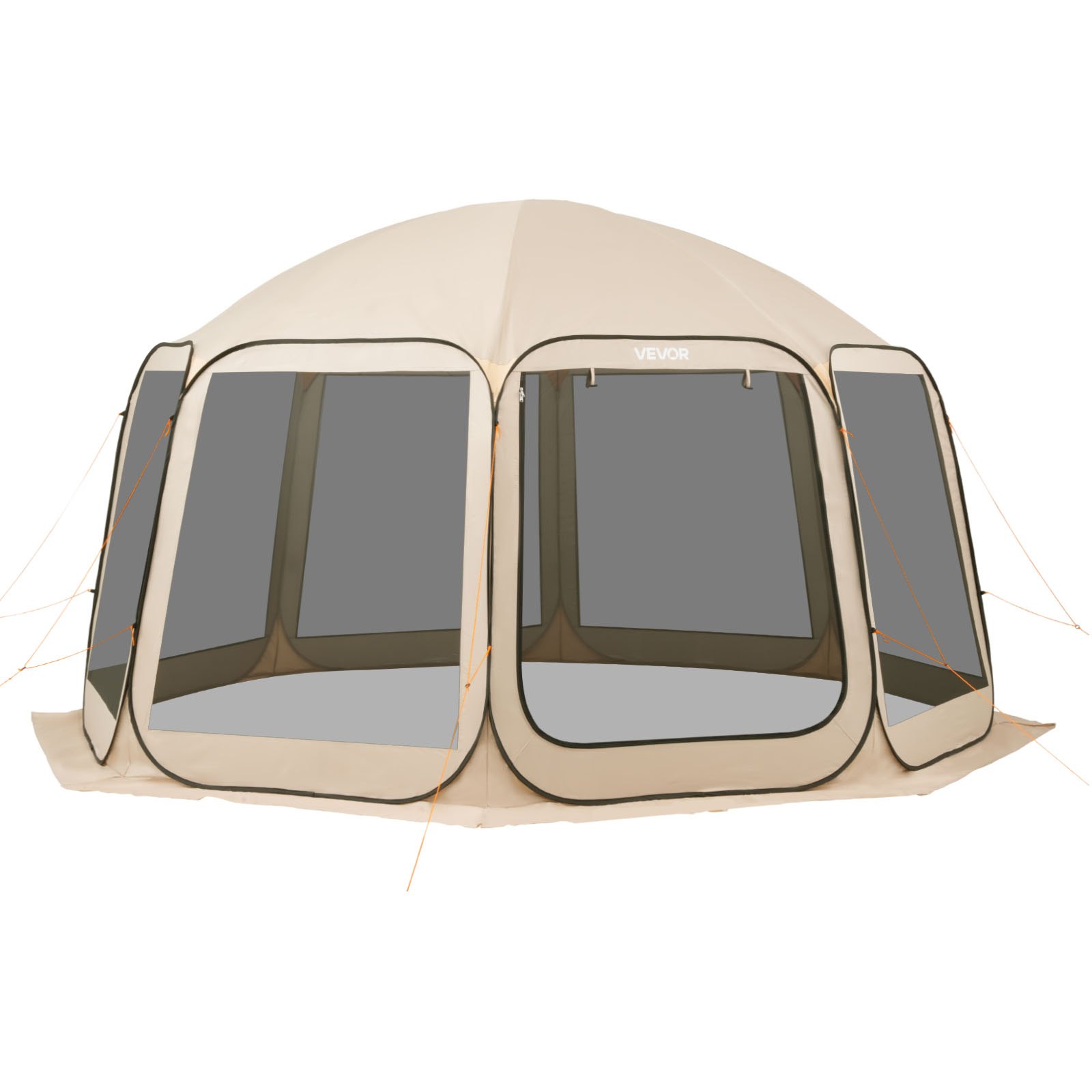 VEVOR Tenda da Campeggio Trasparente con Finestra 4500 x 4250 x 2450 mm Tenda Gazebo a Baldacchino per 12-15 Persone, con Borsa per il Trasporto, Lati in Rete, per Patio e Attività all'Aperto, Beige