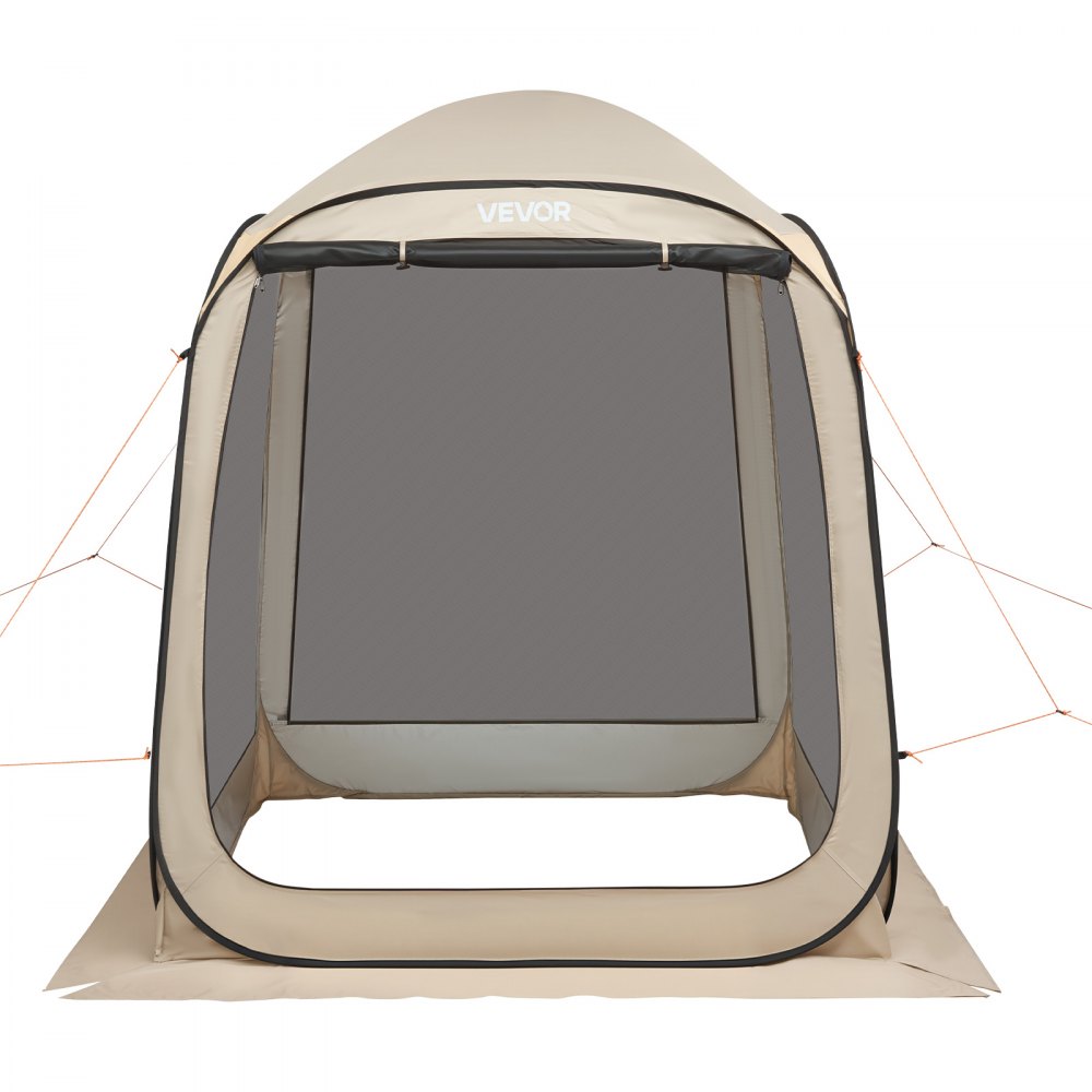 VEVOR Tenda da Campeggio Trasparente con Finestra 1825 x 1825 x 2200 mm Tenda Gazebo a Baldacchino per 4-6 Persone, con Borsa per il Trasporto, Lati in Rete, per Patio e Attività all'Aperto, Beige