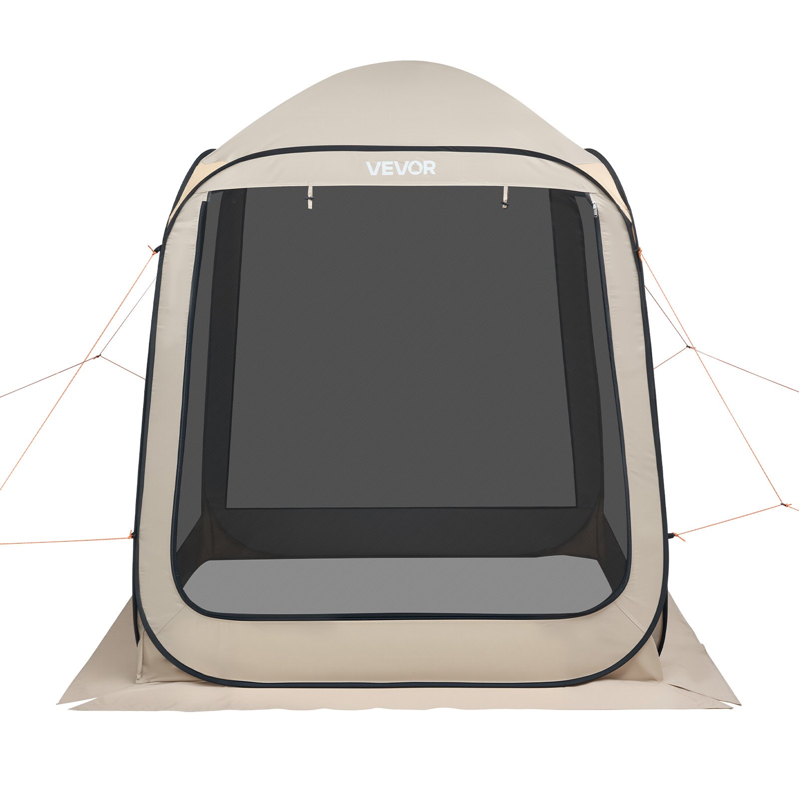 VEVOR Tenda da Campeggio Trasparente con Finestra 1825 x 1825 x 2200 mm Tenda Gazebo a Baldacchino per 4-6 Persone, con Borsa per il Trasporto, Lati in Rete, per Patio e Attività all'Aperto, Beige