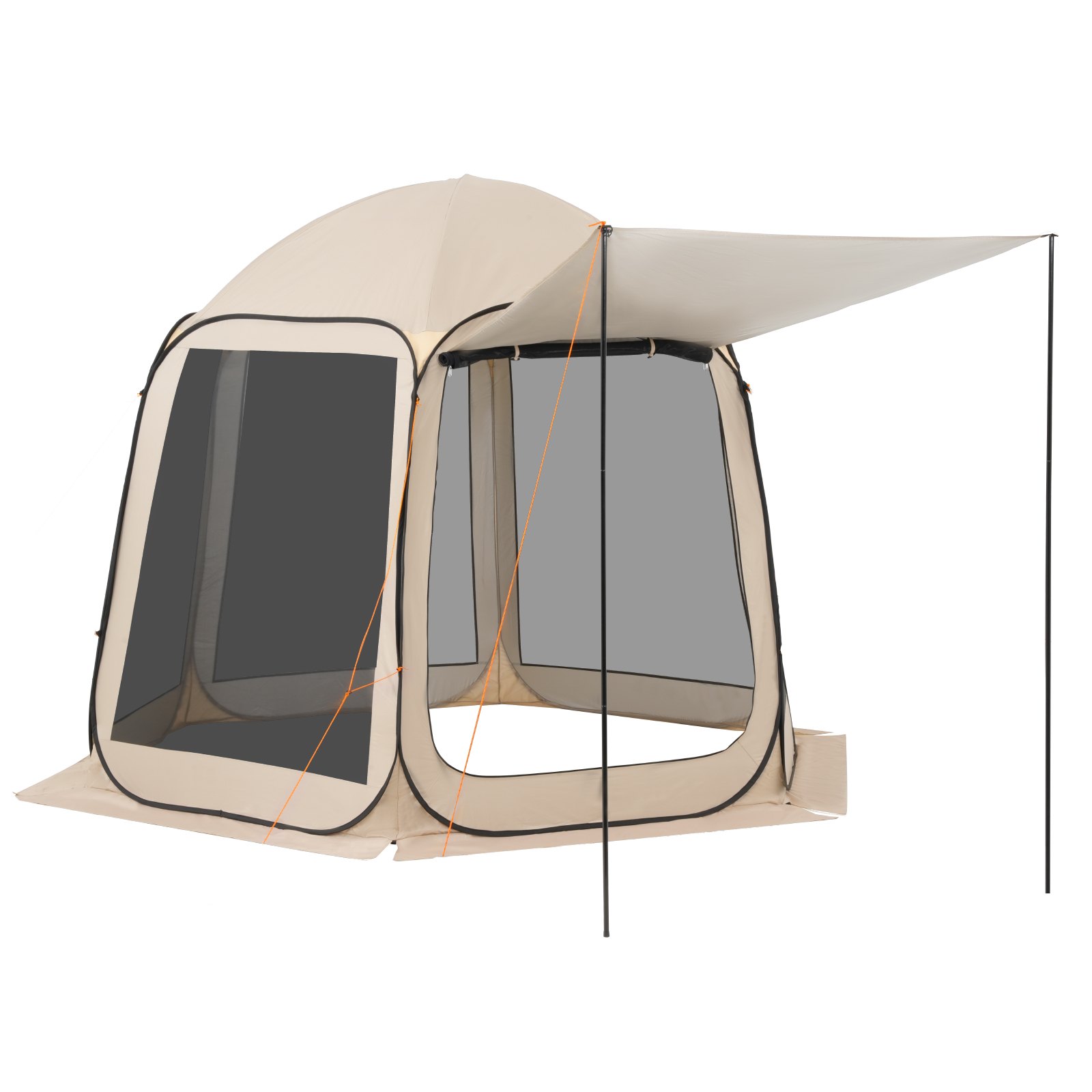 VEVOR Tenda da Campeggio Trasparente con Finestra 3030 x 2650 x 2300 mm per 4-8 Persone con Tendalino Esteso, con Borsa per il Trasporto, Lati in Rete, per Patio e Attività all'Aperto, Beige