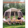 VEVOR Tenda da Campeggio Trasparente con Finestra 3660 x 3380 x 2300 mm per 10-12 Persone con Tendalino Esteso, con Borsa per il Trasporto, Lati in Rete, per Patio e Attività all'Aperto, Beige