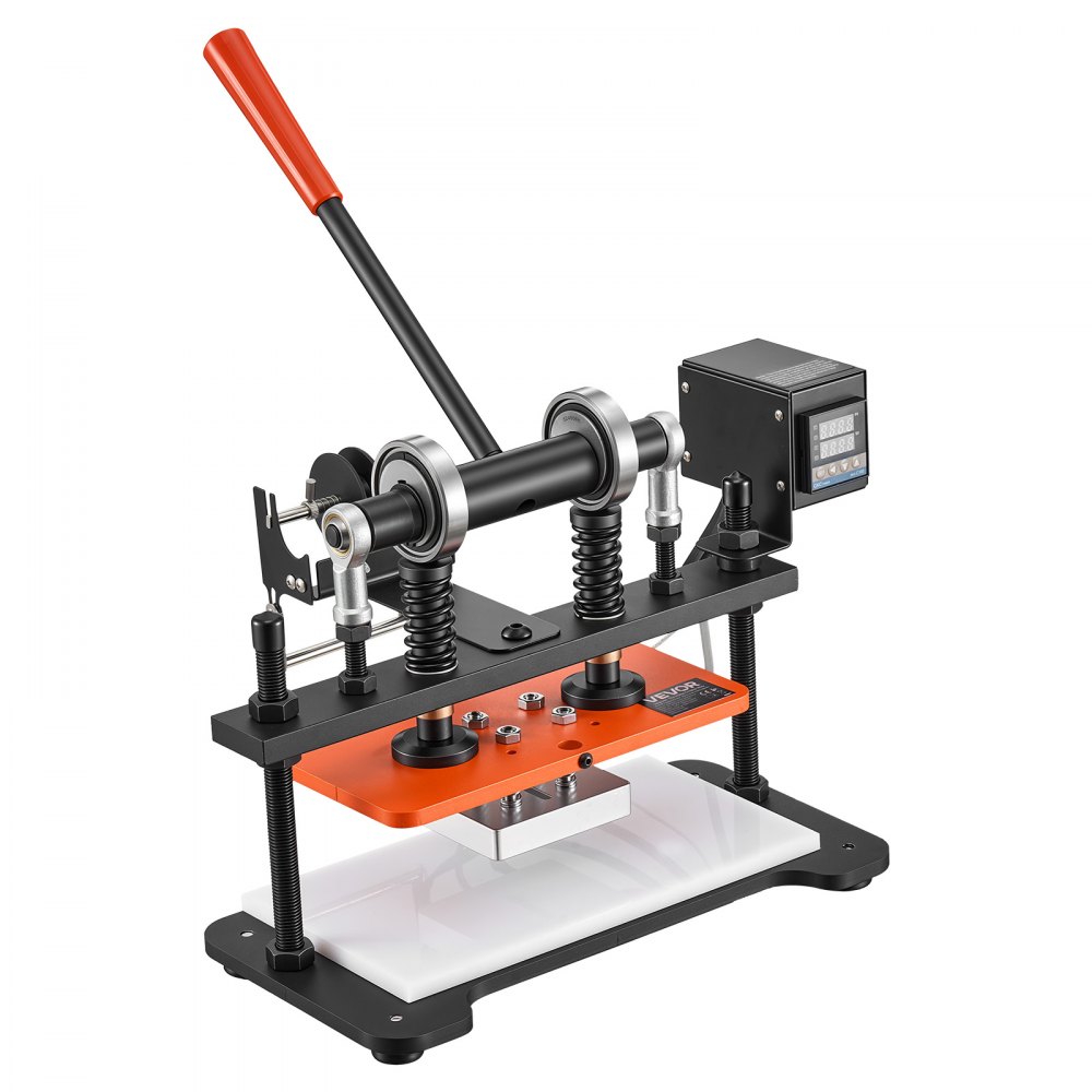 VEVOR Macchina da Taglio Cuoio Riscaldata Dimensioni Piastra 260 x 120 mm, per Stampaggio Goffratura Fustellatura Pelle, Pressione 1,5 T, Corsa 12 mm, Doppi Alberi Guida, Pannello Controllo Digitale