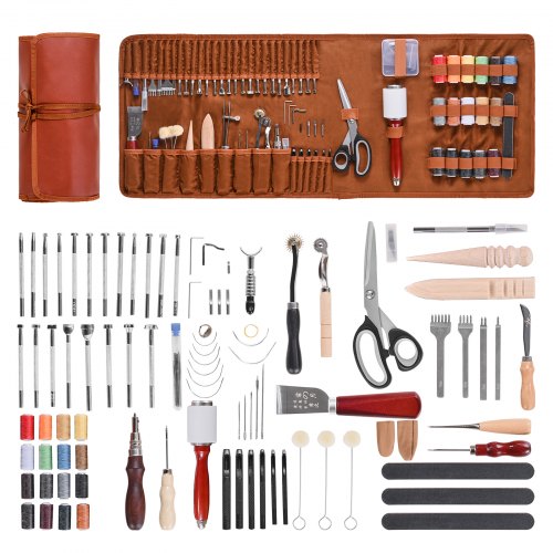VEVOR Kit di Utensili per Lavorazione della Pelle 92 PZ Strumenti per Incisione