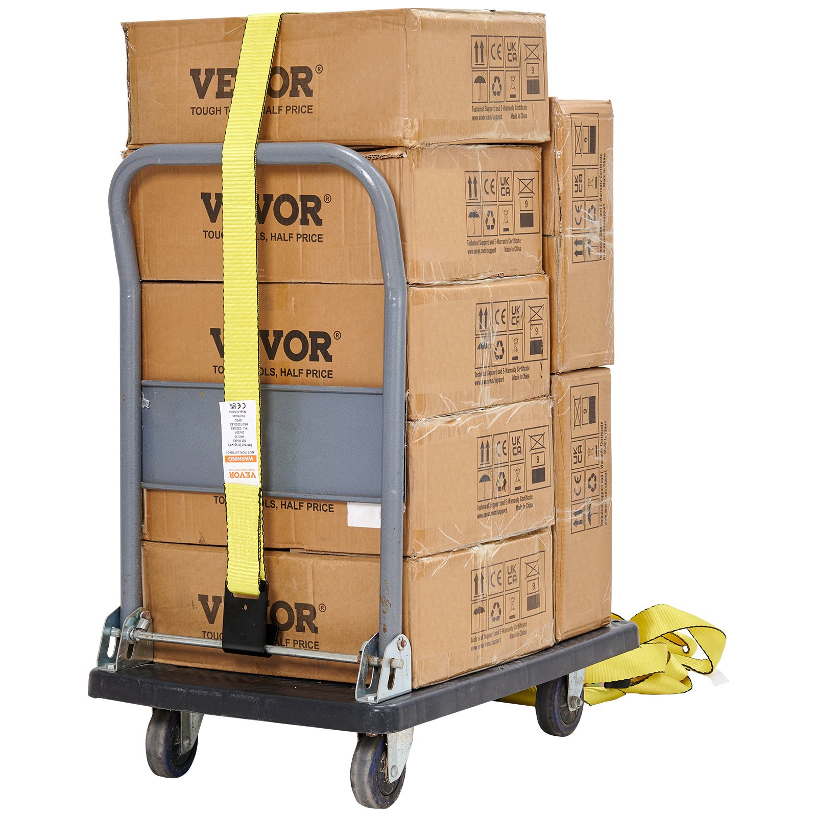 VEVOR Kit Cinghie a Cricchetto Ancoraggio, Resistenza Rottura max. 4536 kg, Cinghie di Tensione0,05x9 m con Cricchetto e Gancio per Motociclette, Biciclette, Traslochi 10 Pezzi Rimorchio Portapacchi