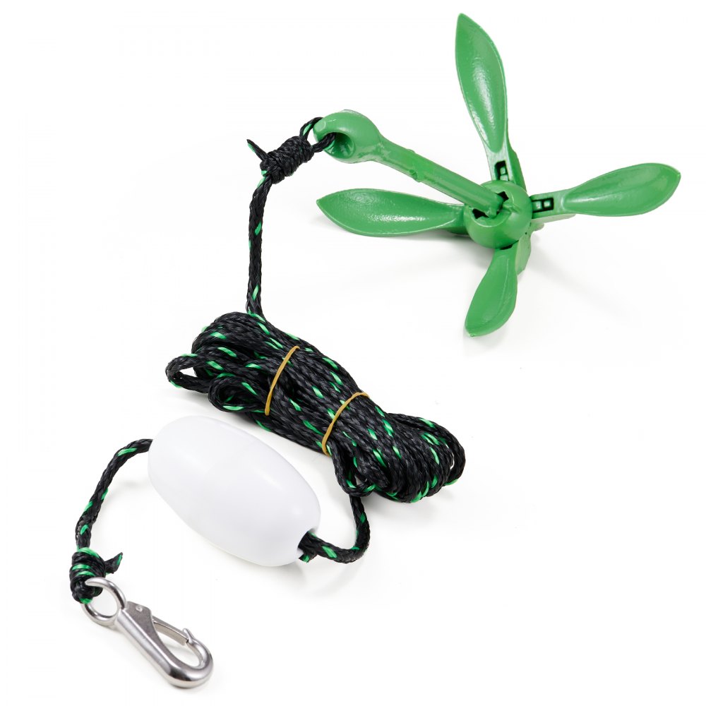 VEVOR Kit Ancora per Kayak 1,5 kg, Ancora Paddle Board con Corda da 8 m e Boa, Ancora Pieghevole per Piccole Barche con Borsa e Moschettone, Accessori per Kayak, Piccole Imbarcazioni, Canoe