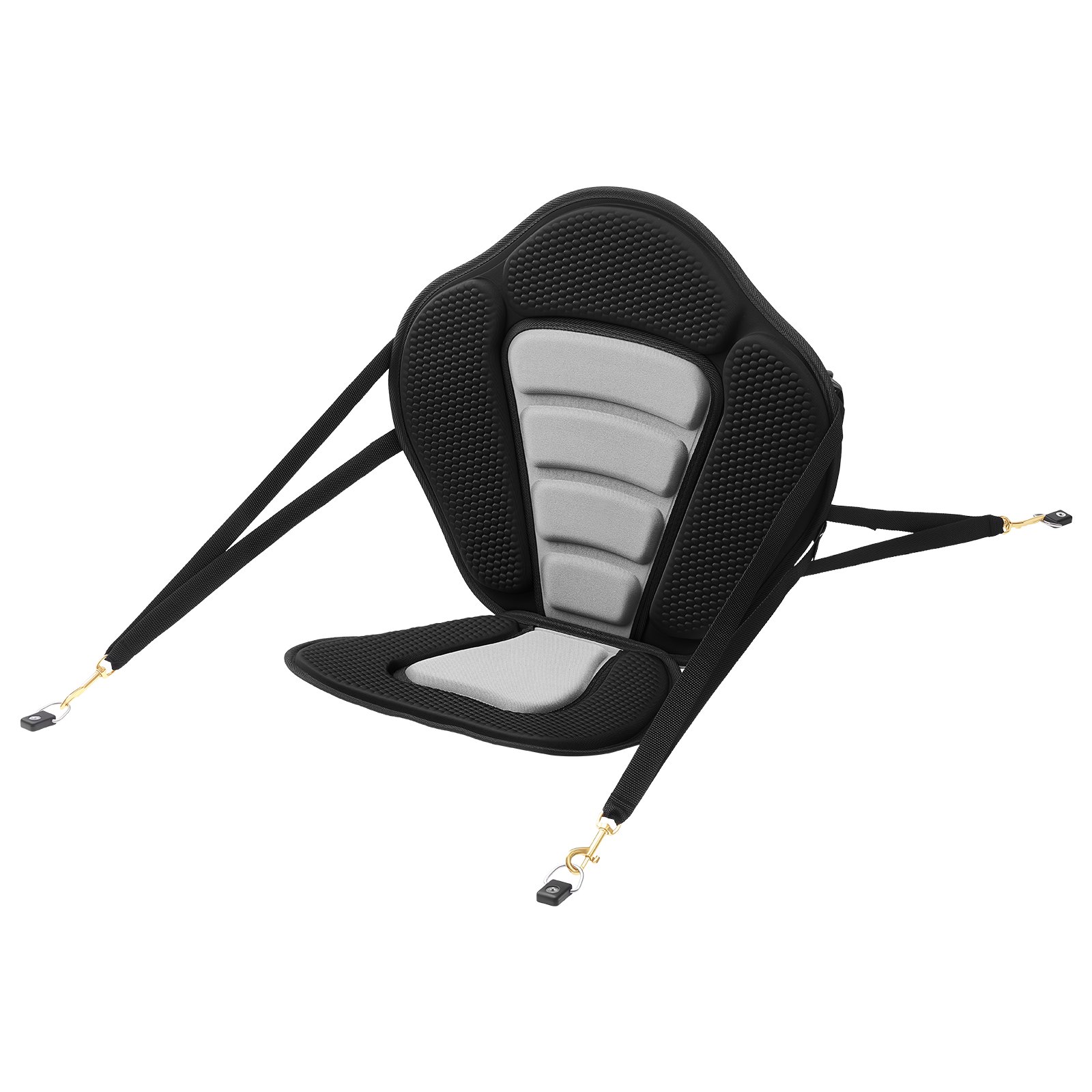 VEVOR Sedile per Kayak Sedile Imbottito con Schienale per Kayak Barche Cuscino Spessore da 12 mm per Paddleboard Tavole SUP Canoa, con Borsa Portaoggetti Cinghie RegolabilI, 1 pezzo, Nero Grigio