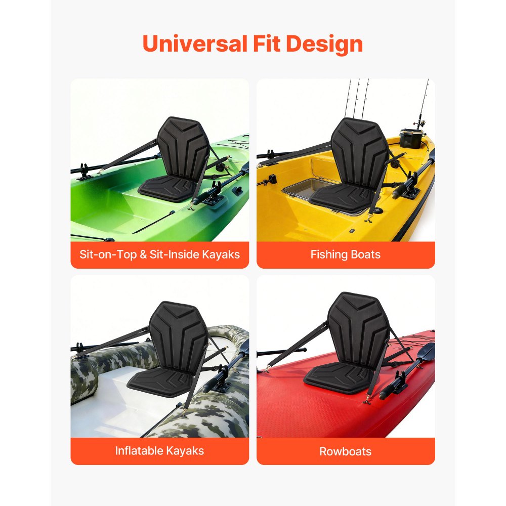VEVOR Sedile per Kayak Imbottito Sedile con Schienale per Kayak Gonfiabile 460 x 460 x 345 mm Sedia con Schienale per Canoa Barca Paddleboard con Borsa Portaoggetti Cinghie Regolabili per SUP