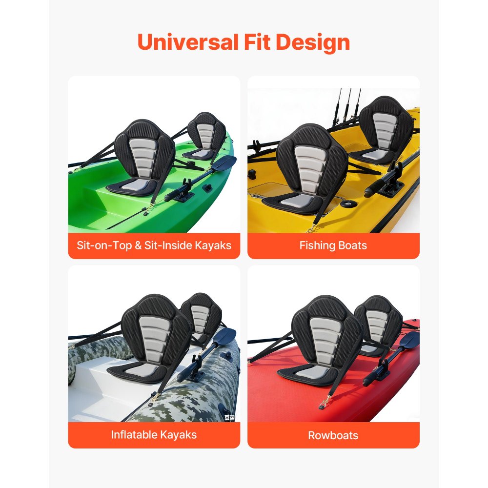 VEVOR Sedile per Kayak di Ricambio con Schienale Spessore Cuscino 12 mm, Sedile per Kayak Paddleboard Barche con Schienale Borsa Portaoggetti per SUP Canoa Attività Sportive Acquatiche, 2 pezzi
