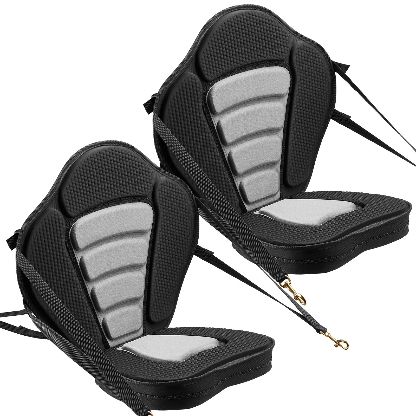 VEVOR Sedile per Kayak di Ricambio con Schienale Spessore Cuscino 53 mm, Sedile per Kayak Paddleboard Barche con Schienale Borsa Portaoggetti Cinghie Regolabili per SUP Canoa, 2 pezzi, Nero Grigio