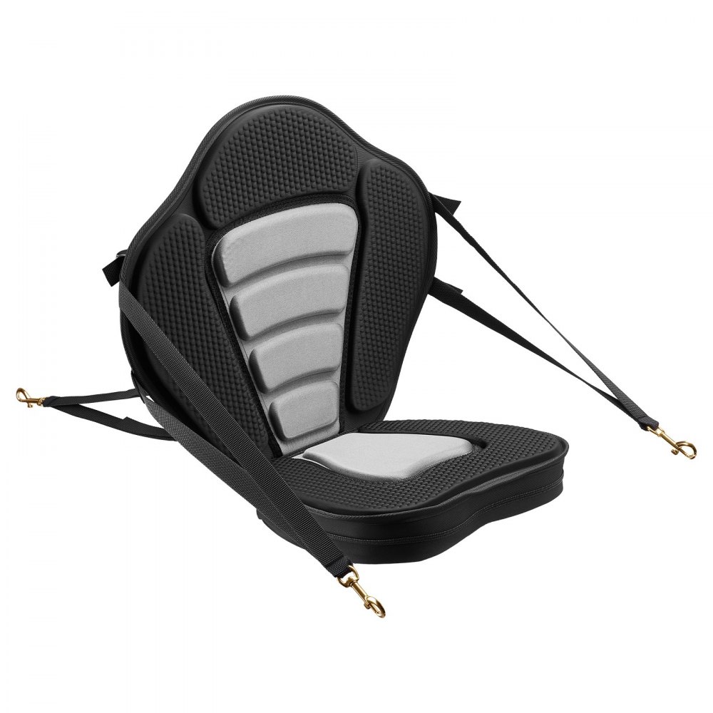 VEVOR Sedile per Kayak di Ricambio con Schienale Spessore Cuscino 65 mm, Sedile per Kayak Paddleboard Barche con Schienale Borsa Portaoggetti Cinghie Regolabili per SUP Canoa, 1 pezzo, Nero Grigio
