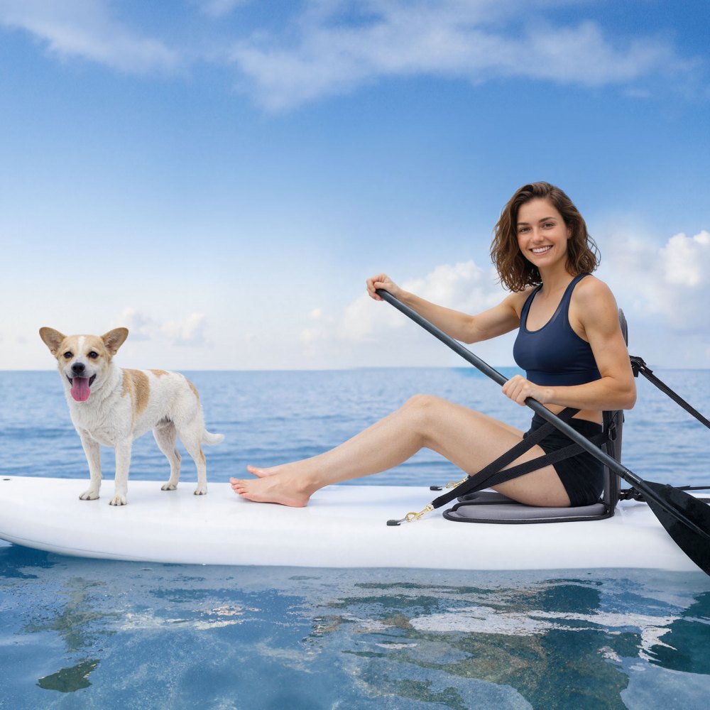 VEVOR Sedile per Kayak 1 pz Sedile con Schienale per Kayak Gonfiabile Spessore 31 mm Sedia con Schienale per Canoa Barca Paddleboard con Borsa Portaoggetti Cinghie Regolabili per SUP Barche da Pesca