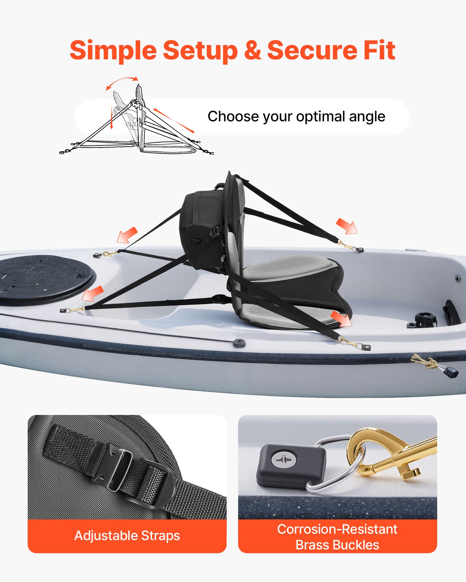 VEVOR Sedile per Kayak 1 pz Sedile con Schienale per Kayak Gonfiabile Spessore 31 mm Sedia con Schienale per Canoa Barca Paddleboard con Borsa Portaoggetti Cinghie Regolabili per SUP Barche da Pesca