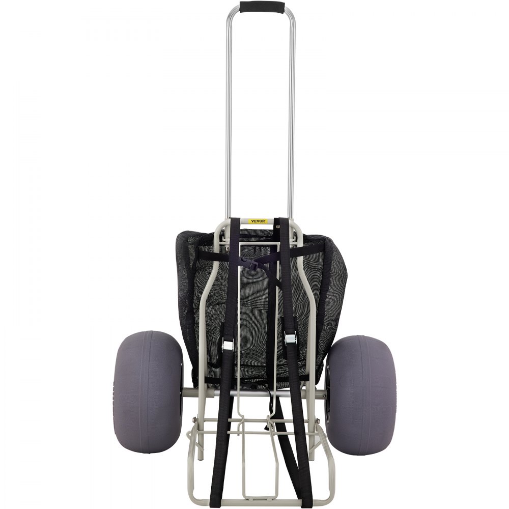 VEVOR Carrello da Spiaggia Pieghevole con Ponte 14 x 14,7 Pollici, Carrello a Mano Pieghevole con 2 Ruote Pneumatiche 13 Pollici, Carrellino Trasporto Portato Massimo 75 KG con Maniglia Telescopica