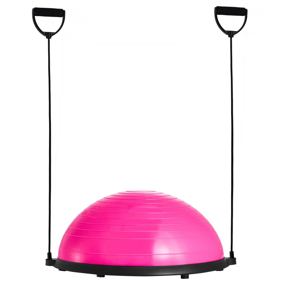 VEVOR Mezzo Allenatore Palla per Esercizi, Equilibrio, Stabilità Palla Yoga Fitness con Fasce di Resistenza e Pompa a Pedale, Allenamento Corpo di Palestra Casa, Capacità Portante 300 kg, Rosa 58 cm