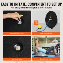 VEVOR Mezzo Allenatore Palla per Esercizi, Equilibrio, Stabilità Palla Yoga Fitness con Fasce di Resistenza Pompa a Pedale, Allenamento Corpo di Palestra Casa, Capacità Portante 300 kg, 58 cm Grigio