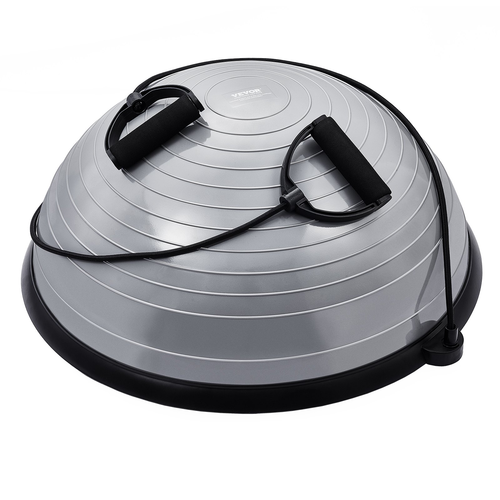 VEVOR Mezzo Allenatore Palla per Esercizi, Equilibrio, Stabilità Palla Yoga Fitness con Fasce di Resistenza Pompa a Pedale, Allenamento Corpo di Palestra Casa, Capacità Portante 300 kg, 58 cm Grigio