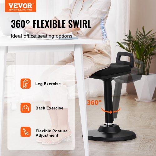 VEVOR Sgabello Rotondo Girevole Con Rotelle – Altezza Regolabile 46-60.5 Cm – Portata 181 Kg