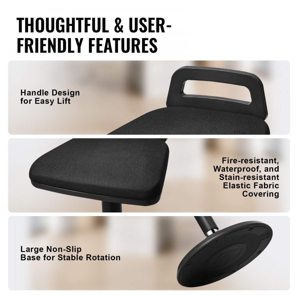 VEVOR Sgabello da Seduta Attiva con Maniglia, Sedia Attiva Carico max. 120kg Altezza Regolabile 62,5-87,5 cm Realizzata in Tessuto Elastico Schiuma, Sgabello Seduta Attiva per Scuole, Ufficio, Casa