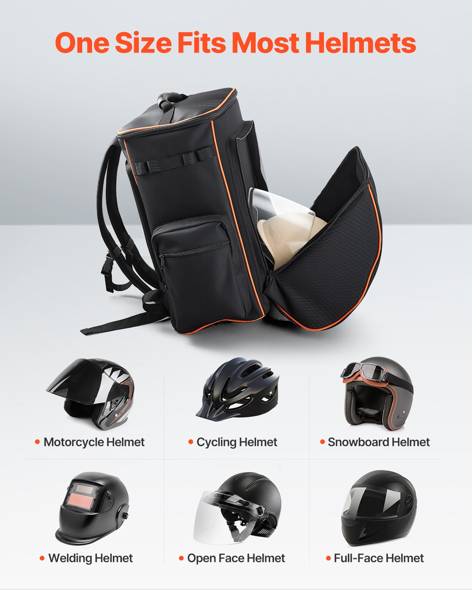 VEVOR Zaino per Saldatura, 35,6 L per Attrezzi e Casco, zaino in Poliestere ad Alta Densità 600D con Borsa per Casco, Borsa Portaoggetti per Saldatura, Campeggio all'Aperto, Escursionismo