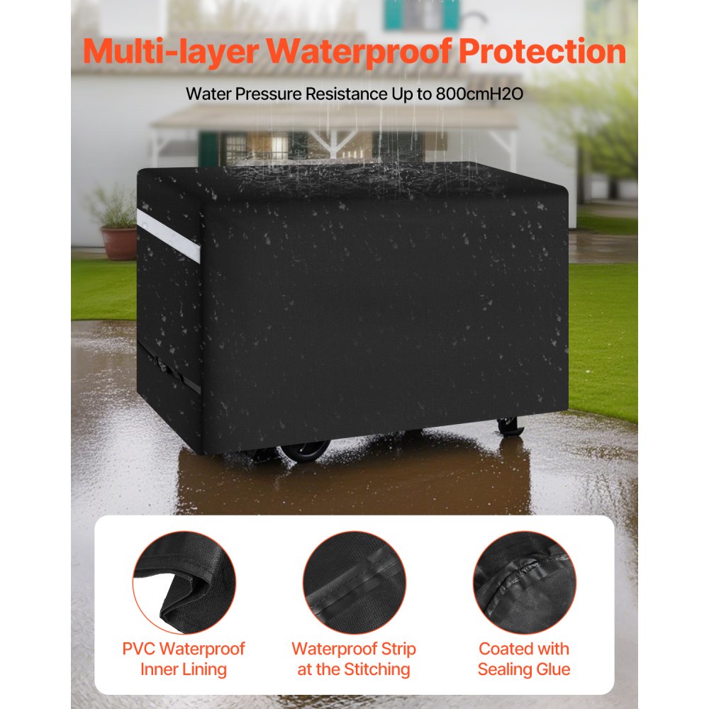 VEVOR Copertura per Barbecue all'Aperto, Impermeabile, Resistente allo Sbiadimento e Intemperie, Poliestere 600D Resistente, Facile da Indossare, con Fibbie di Sicurezza, 149,8 cm Nero