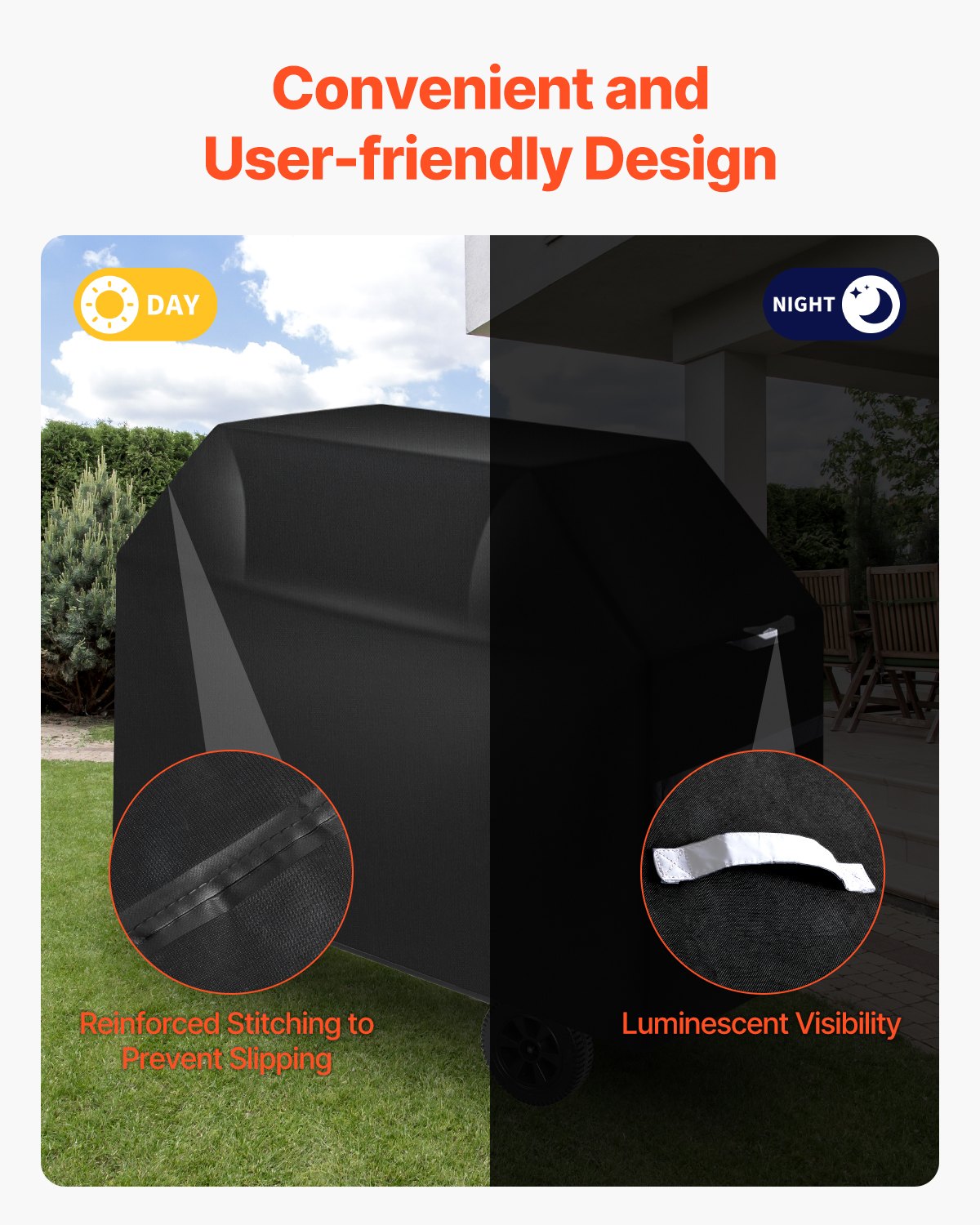 VEVOR Grill Cover, Protective Cover for Outdoor Grills (1219 mm), Waterproof & Weatherproof, Durable 600D Polyester, Easy to Put On and Take Off, with Velcro Straps