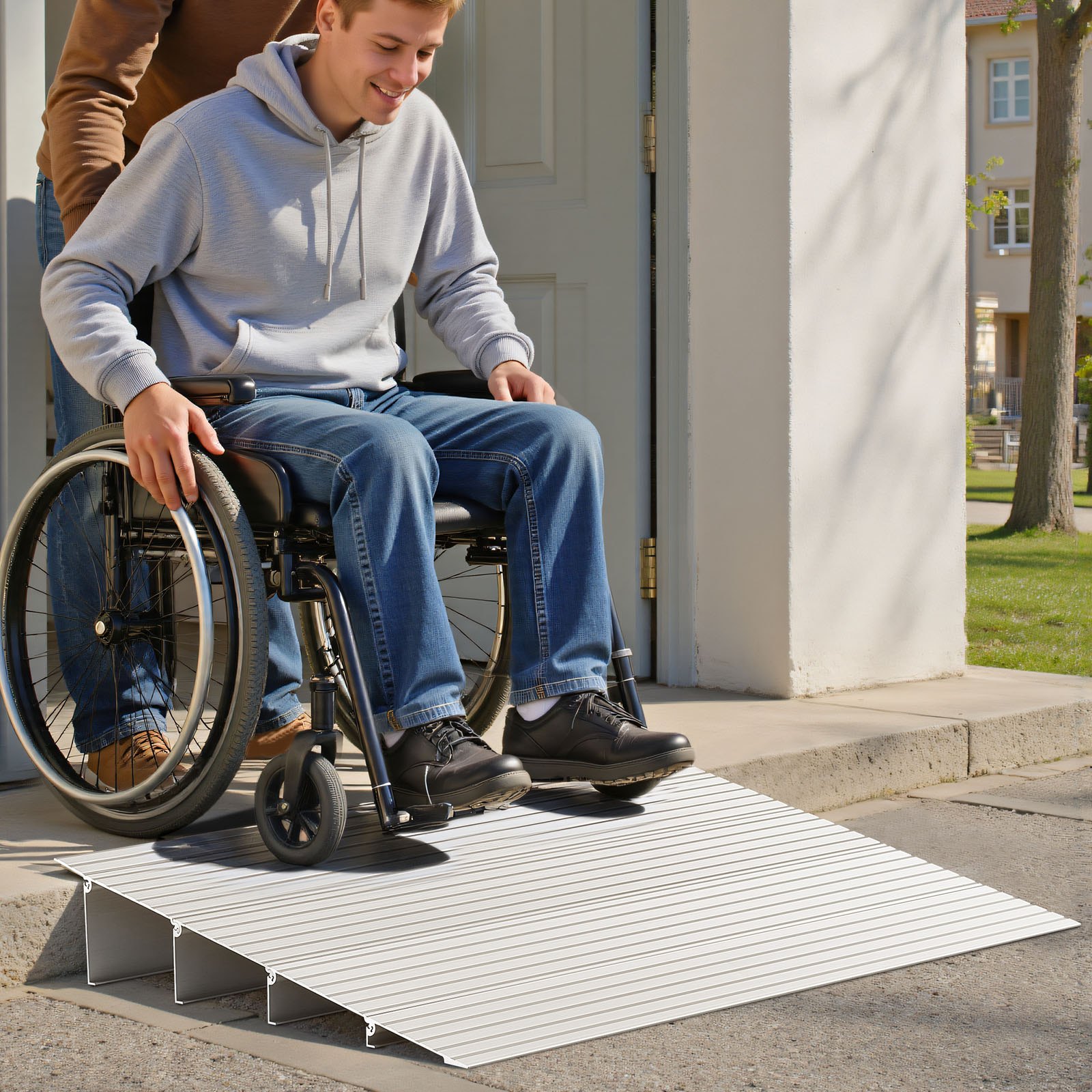 VEVOR Rampa per Soglia Porta Rampa per Soglia Modulare Regolabile Rampa Carico 5,45 kg per Soglia in Lega di Alluminio, Rampe per Disabili per Gradini Domestici per Scooter Sedie Elettriche