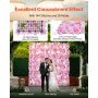 VEVOR Pannello da Parete con Fiori 3D 380 x 380 mm 12 Pezzi per Matrimonio Rosa