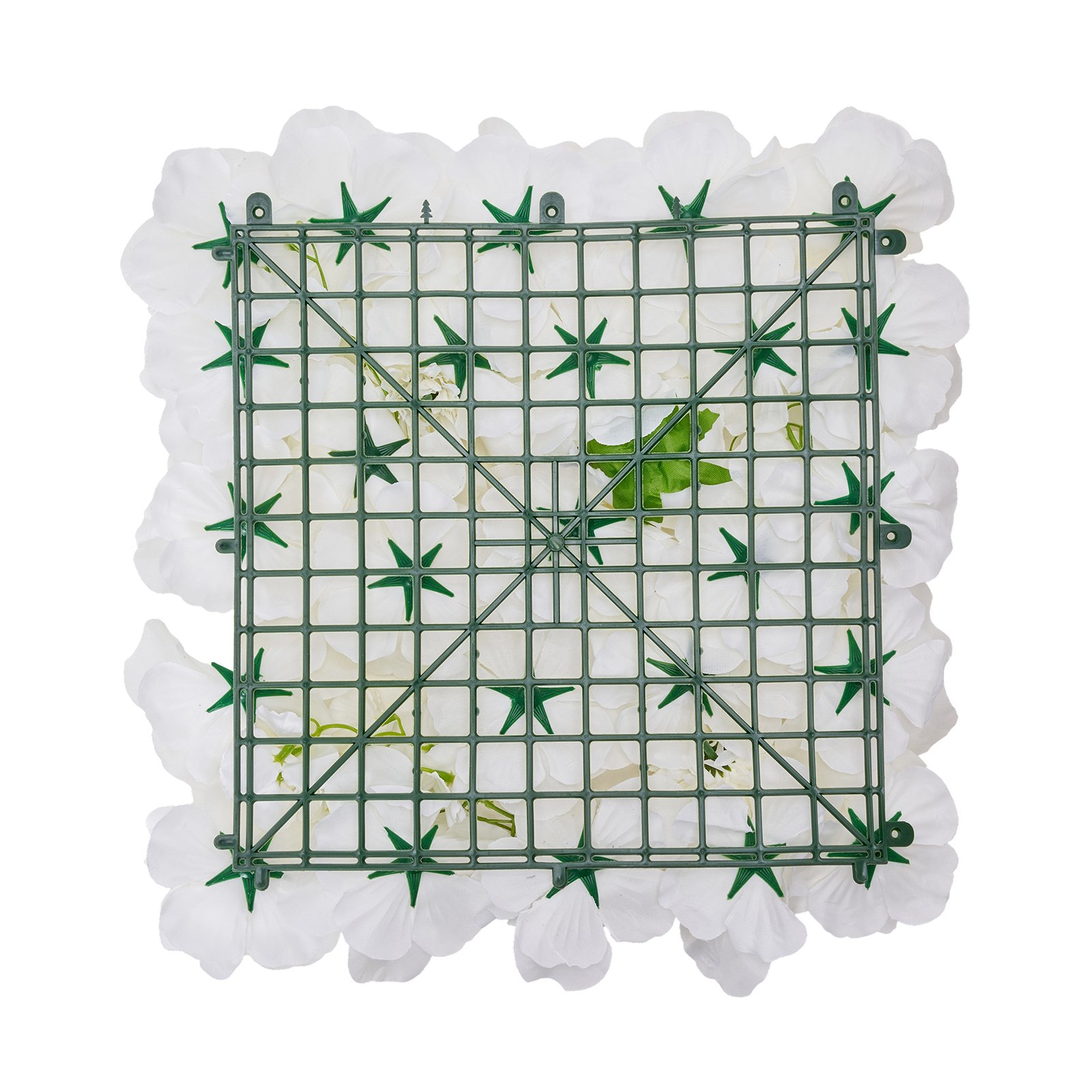 VEVOR Pannello da Parete con Fiori 3D 380 x 380 mm 24 Pezzi  Sfondo da Parete con Fiori Artificiali, Supporto in Rete, Design Senza Soluzione di Continuità, per Decorazioni per Matrimoni, Casa, Bianco