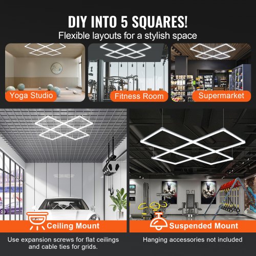 Plafoniera LED a Soffitto 200W, 2 Pezzi 20000LM Lampada Officina Con 7+1 Pannelli Regolabili 6500K Prese E26/E27 per Garage Magazzino Palestra Cucina Illuminazione Plafoniera LED a Soffitto 200W, 2 Pezzi 20000LM Lampada Officina Con 7+1 Pannelli Regolabili 6500K Prese E26/E27 per Garage Magazzino Palestra Cucina Illuminazione