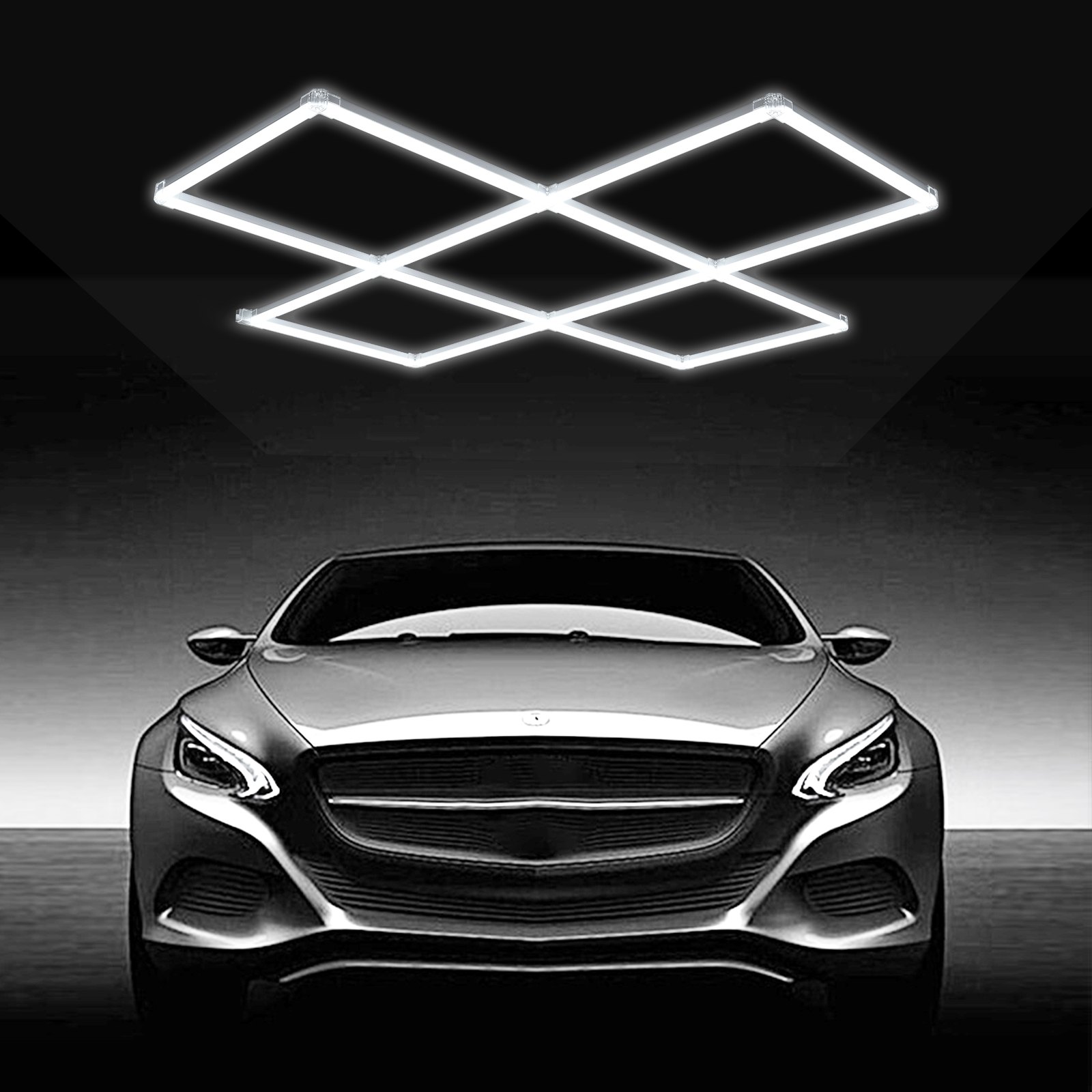 VEVOR Lampada da Garage a LED 5 Quadrati, Plafoniera da Officina Bianco Freddo 22000 lm 6500 K, Illuminazione da Garage Fai-da-te per Cantina, Magazzino, Salone di bellezza da Auto, Garage, Officina