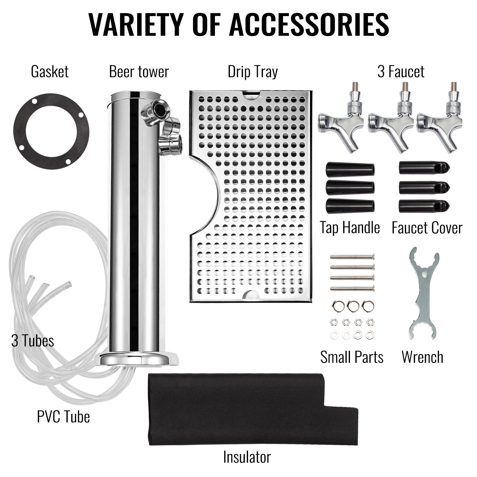 Vevor Erogatore Torre Birra Spina Spillatori Con Raccogligocce 30 X 18 X 2 Cm