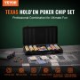 VEVOR Set di Fiches da Poker, Set Poker 300 Pezzi, Set Completo Fiches Carte da Giochi in Argilla con Valigetta in ABS, Fiches da Poker 7-8 Giocatori, Carte, Bottoni Dadi per Texas Hold'em, Blackjack