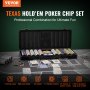 VEVOR Set di Fiches da Poker, Set Poker 500 Pezzi, Set Completo Fiches Carte da Giochi in Argilla con Valigetta in ABS, Fiches da Poker 9-10 Giocatori, Carte, Bottoni Dadi per Texas Hold'em, Blackjack