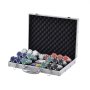 VEVOR Set di Fiches da Poker, Set Poker 500 Pezzi, Set Completo Fiches da Carte da Giochi con Valigetta in Alluminio, Fiches da Poker 9-10 Giocatori, Carte, Bottoni Dadi per Texas Hold'em, Blackjack