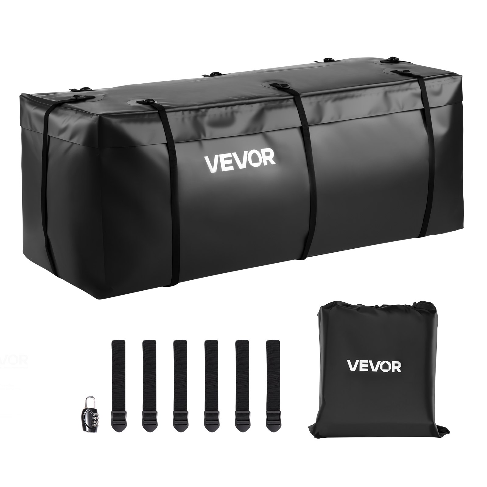 VVEVOR luggage carrier bag for trailer hitch made of waterproof 840D PVC (0.453 m³), luggage bag for storage on the loading area of trucks with reinforced straps for cars, SUVs and vans, black