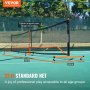 Rete da pickleball VEVOR installata su un campo verde con rete standard da 22 piedi e palo di supporto centrale da 34 pollici.