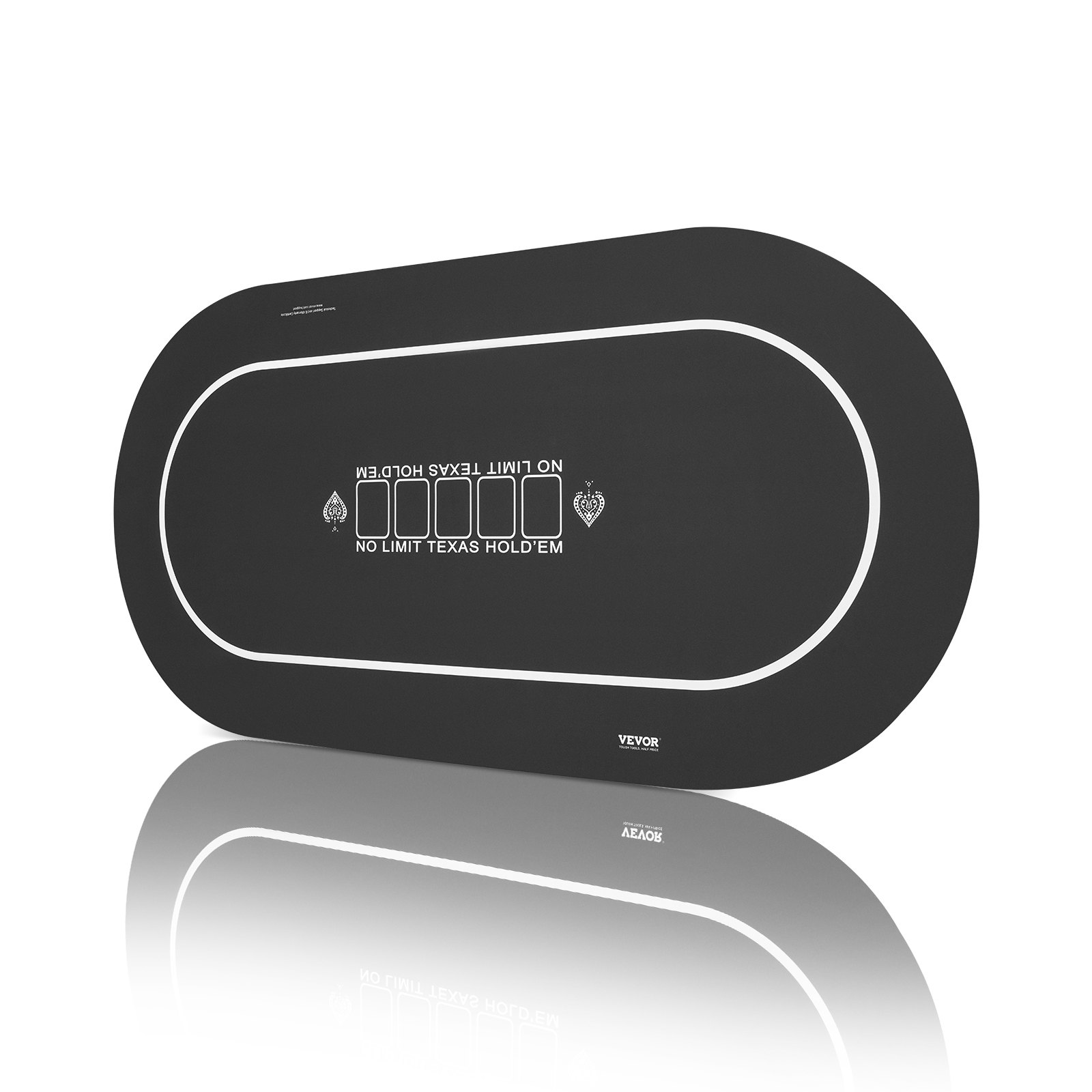 VEVOR Poker Mat, Poker Table Top, 180 x 90 cm, Poker Table Mat, 6-8 Players, Foldable Poker Table Top with Carrying Bag, Portable Poker Table Carpet for Poker Games, Poker Room, Oval, Black