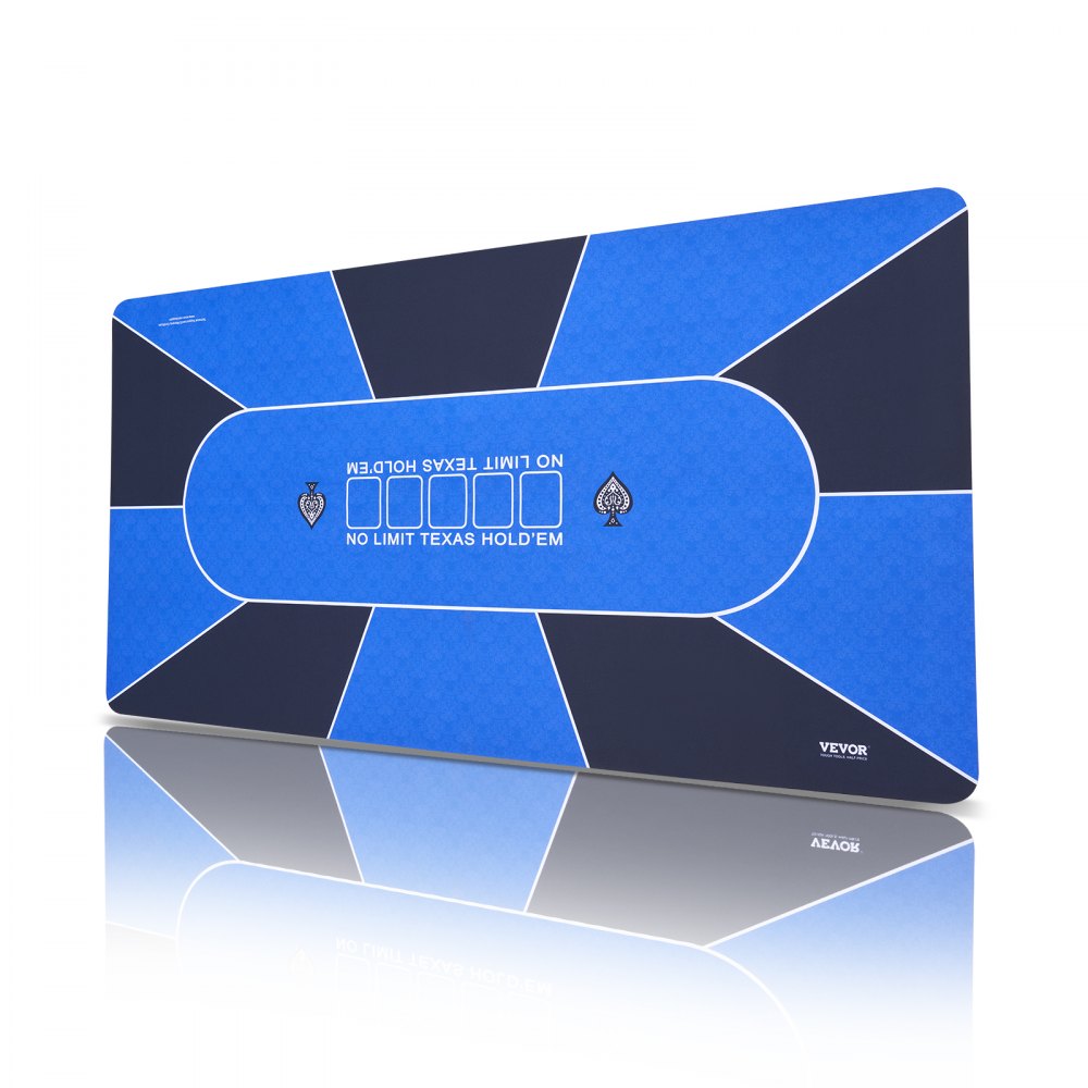 VEVOR Tappetino Poker Tavolo Poker, Piano Tavolo Poker 180x90 cm, 6-8 Giocatori, Piano Tavolo da Poker Pieghevole con Borsa Portatile Tappeto Poker per Giochi Poker, Sala da Poker, Rettangolare, Blu