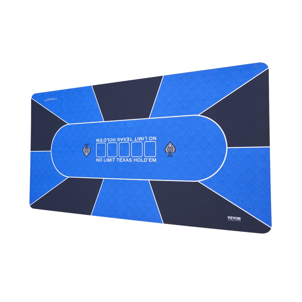VEVOR Tappetino Poker Tavolo Poker, Piano Tavolo Poker 180x90 cm, 6-8 Giocatori, Piano Tavolo da Poker Pieghevole con Borsa Portatile Tappeto Poker per Giochi Poker, Sala da Poker, Rettangolare, Blu