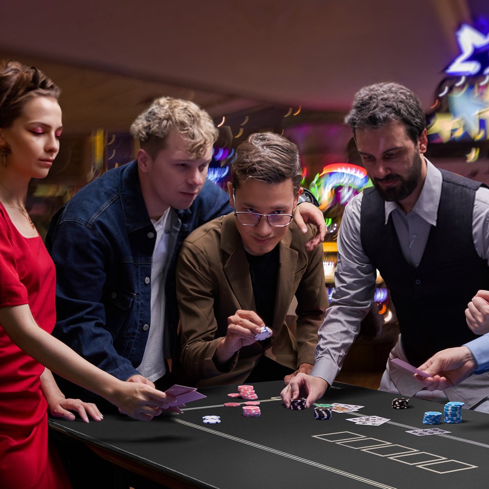 VEVOR Tappetino da Poker Piano Tavolo per Giochi Poker Rettangolare 180x90 cm, 6-8 Giocatori, Piano Tavolo da Poker Pieghevole con Borsa per Trasporto, Tappeto da Poker Impermeabile Giochi da Tavolo