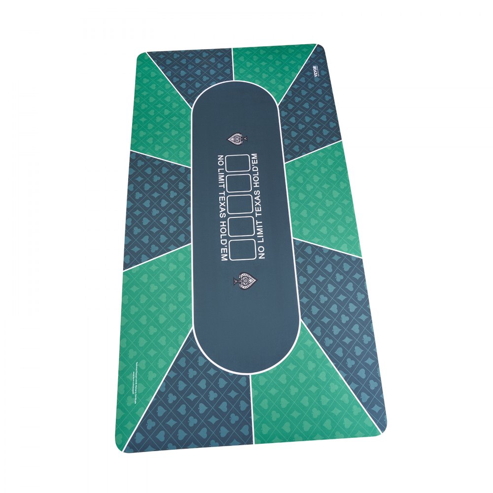 VEVOR Tappetino da Poker Piano Tavolo da Poker 180x90 cm, 6-8 Giocatori, Piano Tavolo da Poker Pieghevole con Borsa Trasporto, Tappeto da Poker Impermeabile per Giochi di Poker, Verde