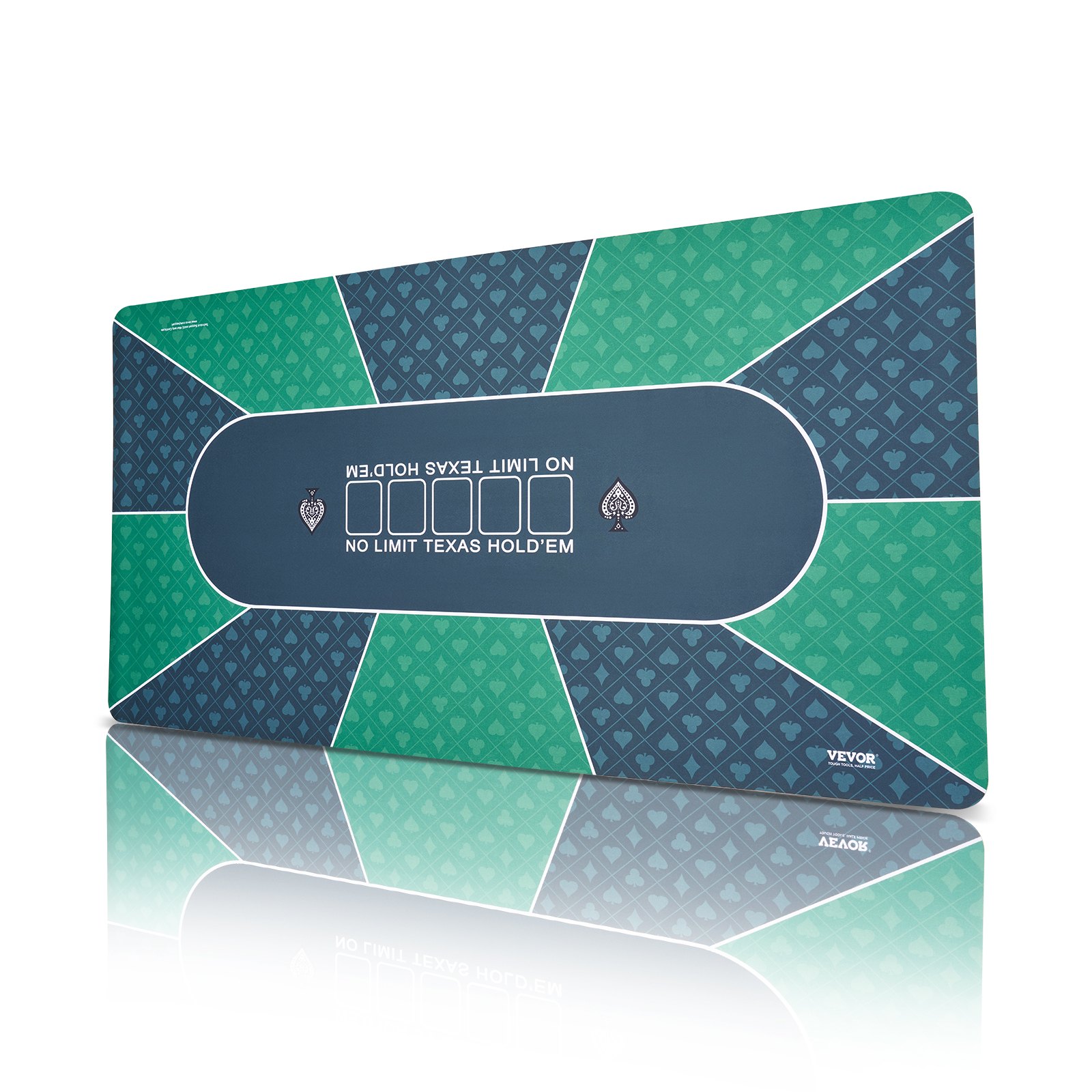 VEVOR Poker Mat, Poker Table Top, 180 x 90 cm, Poker Table Mat, 6-8 Players, Foldable Poker Table Top with Carrying Bag, Waterproof Poker Carpet for Poker Games, Poker Room, Rectangular, Green